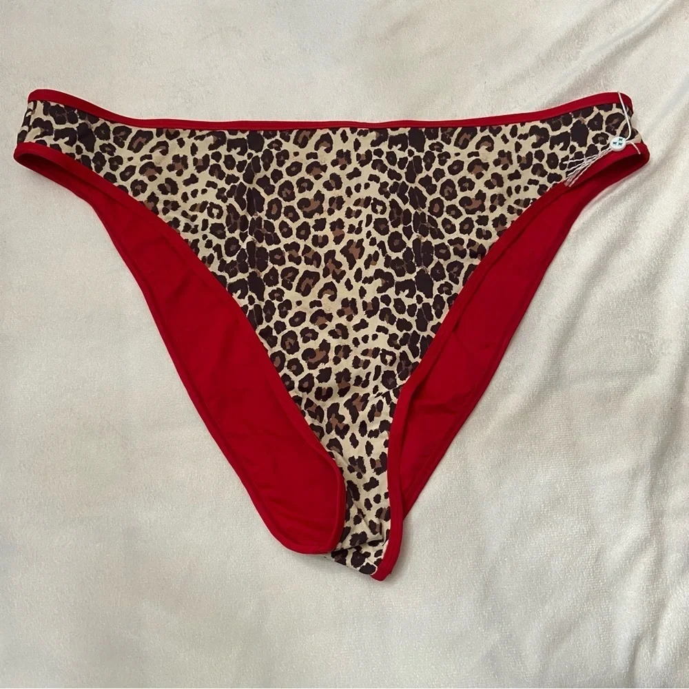 New! Frankie's Bikinis Dove Leopard Print Bikini Bottom 3996